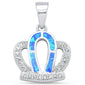 <span>CLOSEOUT!</span> Blue Opal & Cubic Zirconia Crown .925 Sterling Silver Pendant