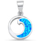 Blue Opal Wave Design .925 Sterling Silver Pendant