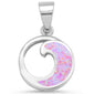 Pink Opal Wave Design .925 Sterling Silver Pendant