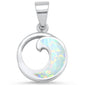 White Opal Wave Design .925 Sterling Silver Pendant