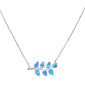 Blue Opal Leaf Design .925 Sterling Silver Necklace