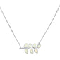 White Opal Leaf Design .925 Sterling Silver Necklace
