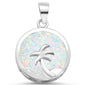 <span>CLOSEOUT! </span>Round White Opal with Palm Tree Design .925 Sterling Silver Pendant