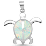 White Opal Turtle With Peace Sign .925 Sterling Silver Pendant