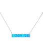 Blue Opal Bar .925 Sterling Silver Necklace