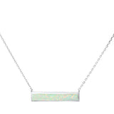 White Opal Bar .925 Sterling Silver Necklace