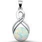 Round White Opal Infinity .925 Sterling Silver Pendant