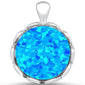 <span>CLOSEOUT! </span>Blue Opal Round .925 Sterling Silver Pendant