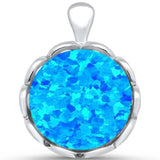 <span>CLOSEOUT! </span>Blue Opal Round .925 Sterling Silver Pendant