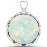 White Opal Round .925 Sterling Silver Pendant