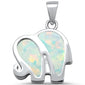 <span>CLOSEOUT! </span>White Opal Elephant .925 Sterling Silver Pendant