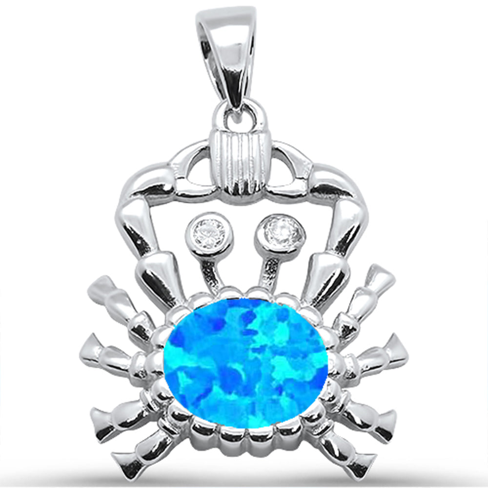 Blue Opal Crab .925 Sterling Silver Pendant