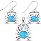 Blue Opal Crab .925 Sterling Silver Earrings & Pendant Set