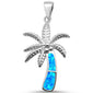 Blue Opal Palm Tree .925 Sterling Silver Pendant