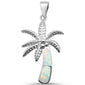 White Opal Palm Tree .925 Sterling Silver Pendant