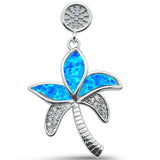 <span>CLOSEOUT! </span>Blue Opal Palm  Tree .925 Sterling Silver Pendant