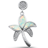 White Opal Palm  Tree .925 Sterling Silver Pendant