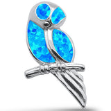 Blue Opal Owl Design .925 Sterling Silver Pendant