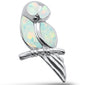 <span>CLOSEOUT! </span>White Opal Owl Design .925 Sterling Silver Pendant
