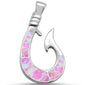 Pink Opal Fish Hook .925 Sterling Silver Charm Pendant