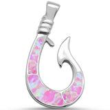 <span>CLOSEOUT! </span>Pink Opal Fish Hook .925 Sterling Silver Charm Pendant