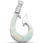 White Opal Fish Hook  .925 Sterling Silver Pendant