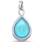 Blue Opal Pear Shape  .925 Sterling Silver Pendant