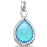 Blue Opal Pear Shape  .925 Sterling Silver Pendant
