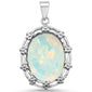 <span>CLOSEOUT! </span>Oval White Opal Antique Design .925 Sterling Silver Pendant