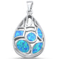 New Blue Opal Design .925 Sterling Silver Pendant
