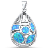<span>CLOSEOUT! </span>New Blue Opal Design .925 Sterling Silver Pendant