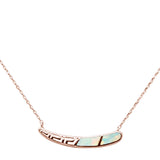 New Rose Gold Plated White Opal Design .925 Sterling Silver Pendant