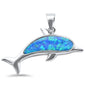 Blue Opal Dolphin .925 Sterling Silver Charm Pendant