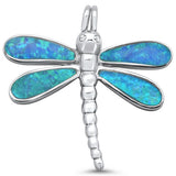 Blue Opal Dragonfly .925 Sterling Silver Charm Pendant