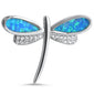 Blue Opal & Cubic Zirconia Dragon Fly .925 Sterling Silver Pendant