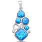 <span>CLOSEOUT! </span>MultI Shape Blue Opal & Cubic Zirconia .925 Sterling Silver Charm Pendant