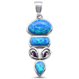 <span>CLOSEOUT! </span>Blue Opal Amethyst Pear .925 Sterling Silver Charm Pendant