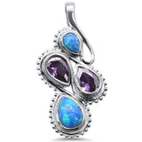 <span>CLOSEOUT! </span>Blue Opal Amethyst Pear .925 Sterling Silver Charm Pendant