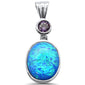 <span>CLOSEOUT! </span>Blue Opal Oval .925 Sterling Silver Charm Pendant