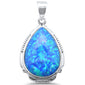 <span>CLOSEOUT! </span>Blue Opal Pear .925 Sterling Silver Charm Pendant
