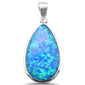 Blue Opal Pear .925 Sterling Silver Charm Pendant