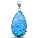 Blue Opal Pear .925 Sterling Silver Charm Pendant