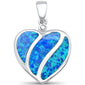 Blue Opal & Cubic Zirconia Heart .925 Sterling Silver Pendant