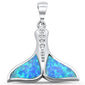 Blue Opal Whale Tail .925 Sterling Silver Pendant