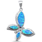Blue Opal Butterfly .925 Sterling Silver Charm Pendant