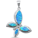 Colgante de plata de ley .925 con diseño de mariposa de ópalo azul