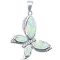White Opal Butterfly .925 Sterling Silver Pendant