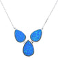 <span>CLOSEOUT! </span>New Pear Blue Opal .925 Sterling Silver Pendant Necklace 18" Long