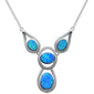 <span>CLOSEOUT! </span>New Blue Opal .925 Sterling Silver Pendant Necklace 18" Long