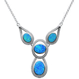 New Blue Opal .925 Sterling Silver Pendant Necklace 18" Long
